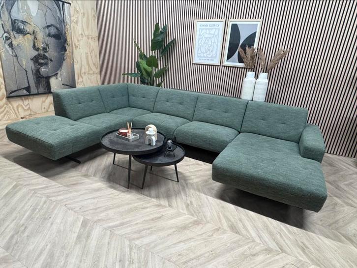 ZGAN Montel Traffic Design U-Bank / Hoekbank - Groen - 350cm, Huis en Inrichting, Banken | Bankstellen, Zo goed als nieuw, Hoekbank