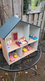 Houten poppenhuis met accessoires, Kinderen en Baby's, Speelgoed | Poppenhuizen, Ophalen, Zo goed als nieuw, Poppenhuis