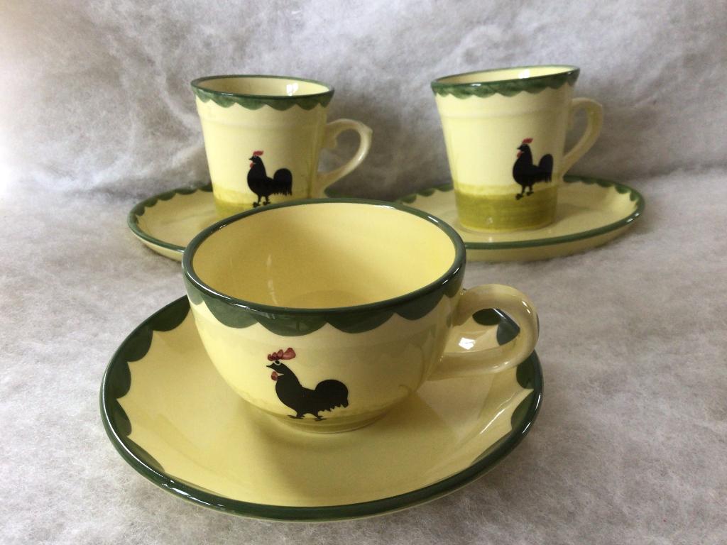 Kip en haan. Zeller. Kopjes en schoteltjes, Ophalen of Verzenden, Overige stijlen, Kop(pen) en/of Schotel(s), Glas