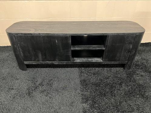 Tvmeubel mangohout zwart ovaal japandi 160cm, Huis en Inrichting, Kasten | Televisiemeubels, Zo goed als nieuw, Minder dan 100 cm
