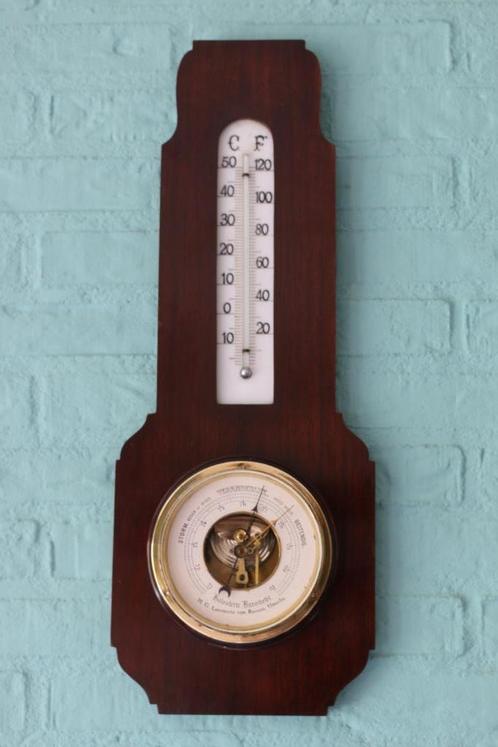 Art Deco barometer en thermometer., Audio, Tv en Foto, Weerstations en Barometers, Gebruikt, Weerstation, Ophalen