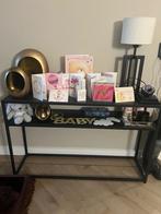 Zwarte sidetable met 2 planken, Ophalen, 100 tot 150 cm, Zo goed als nieuw, Metaal