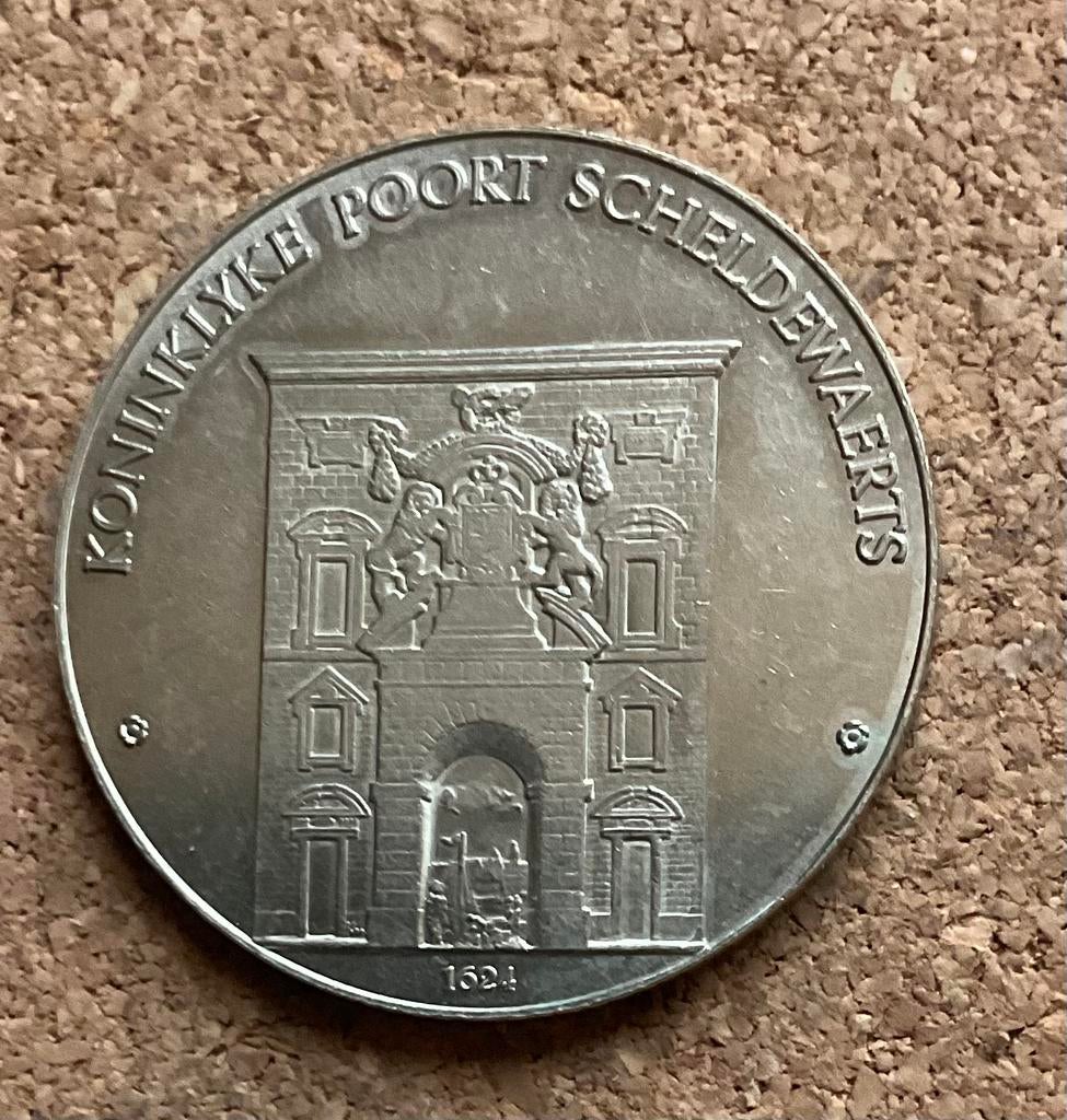 Steden Penning België Antwerpen 100 Stoeten Koninklijke Port, Postzegels en Munten, Penningen en Medailles, Ophalen of Verzenden