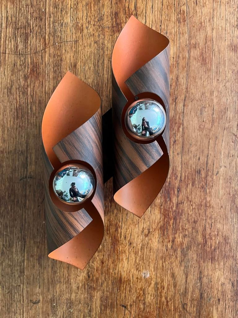 Vintage Wandlampen Phillips Polam, Ophalen of Verzenden, Gebruikt, Metaal