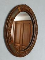 Prachtige Brocante ovaal houten spiegel '50, Antiek en Kunst, Ophalen of Verzenden, Ovaal, Minder dan 50 cm, Minder dan 100 cm