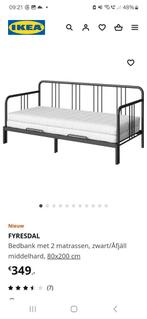 Zwart IJzeren bedbank Ikea, Huis en Inrichting, Slaapkamer | Bedden, 160 cm, Metaal, Zo goed als nieuw, Zwart