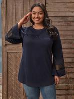 NIEUW! Prachtig blauw tuniek shirt met mesh stof maat 0XL 44, Verzenden, Nieuw, Maat 42/44 (L), Blauw