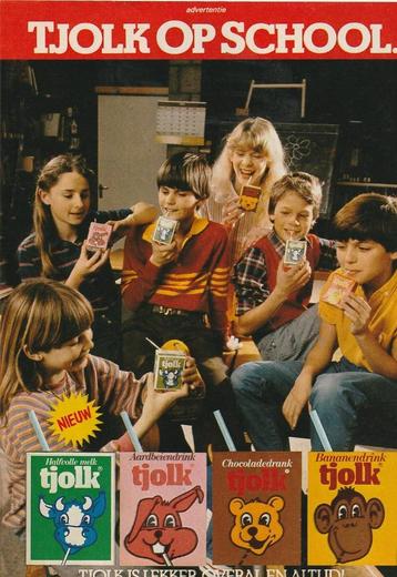 retro reclame 1981 Tjolk zuiveldrankjes voor op school beschikbaar voor biedingen