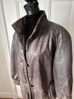 Retro vintage leren dames jas bruin met schouder vullingen, Ophalen of Verzenden, Gedragen, Bruin