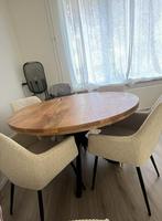 Ronde eettafel van mangohout - 120cm bieden mag, Ophalen, 100 tot 150 cm, Zo goed als nieuw, Vijf personen of meer