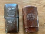 Oude leren sigaren kokers met Nederlandse leeuw, Verzamelen, Ophalen of Verzenden, Gebruikt, Tabaksdoos of Verpakking