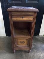Vintage nachtkastje / kastje met laadje en marmeren plaat, Ophalen, Gebruikt, Minder dan 45 cm, 70 cm of meer