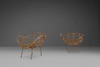 Vintage Design Rotan Fauteuils, 1960s. Midcentury Retro, Huis en Inrichting, 75 tot 100 cm, Ophalen of Verzenden, Zo goed als nieuw