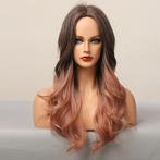 Bruine Rode Lange Pruik Met Slag Zwart Haar Dames Ombre, Verzenden, Nieuw, Pruik of Haarverlenging