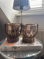 2 Riviera Maison rieten windlichtjes, Huis en Inrichting, Overige materialen, Bruin, Ophalen of Verzenden, Zo goed als nieuw