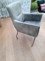 eetkamerstoelen met wieltjes, Huis en Inrichting, Ophalen, Gebruikt, Leer, Vier