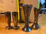Vintage Zilveren of verzilverde Vaasjes Set, Antiek en Kunst, Ophalen of Verzenden