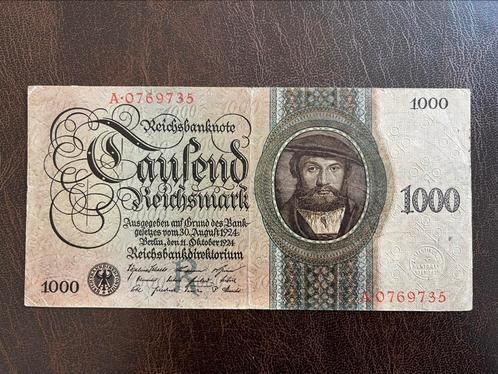 Duitsland zeldzame 1000 Mark 1924, Postzegels en Munten, Bankbiljetten | Europa | Niet-Eurobiljetten, Los biljet, Duitsland, Ophalen of Verzenden