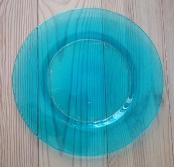 turquoise glazen kaarsen schaal/ plateau, lage verzendkstn! beschikbaar voor biedingen