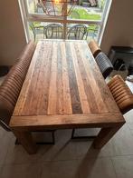 Indonesisch teak houten tafel, stoelen en bank set, Huis en Inrichting, Industrieel, 100 tot 150 cm, 150 tot 200 cm, Teakhout