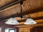 Mooie hanglamp met twee lampenkappen, Huis en Inrichting, Ophalen, Klassiek, Zo goed als nieuw, Glas