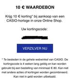 CASIO horloge waardebon twv €10,- voucher korting kaartje, Eén persoon, Kortingsbon, Overige typen