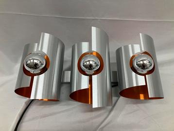 Vintage space age hanglamp, Polam, geborsteld aluminium beschikbaar voor biedingen