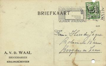 A. v.d. Waal, Kralingscheveer - 10.1940 - briefkaart beschikbaar voor biedingen