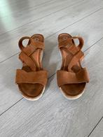 Sandalen leer met sleehak cognac bruin nubuck maat 41, Ophalen of Verzenden, Zo goed als nieuw, Bruin, Sandalen of Muiltjes