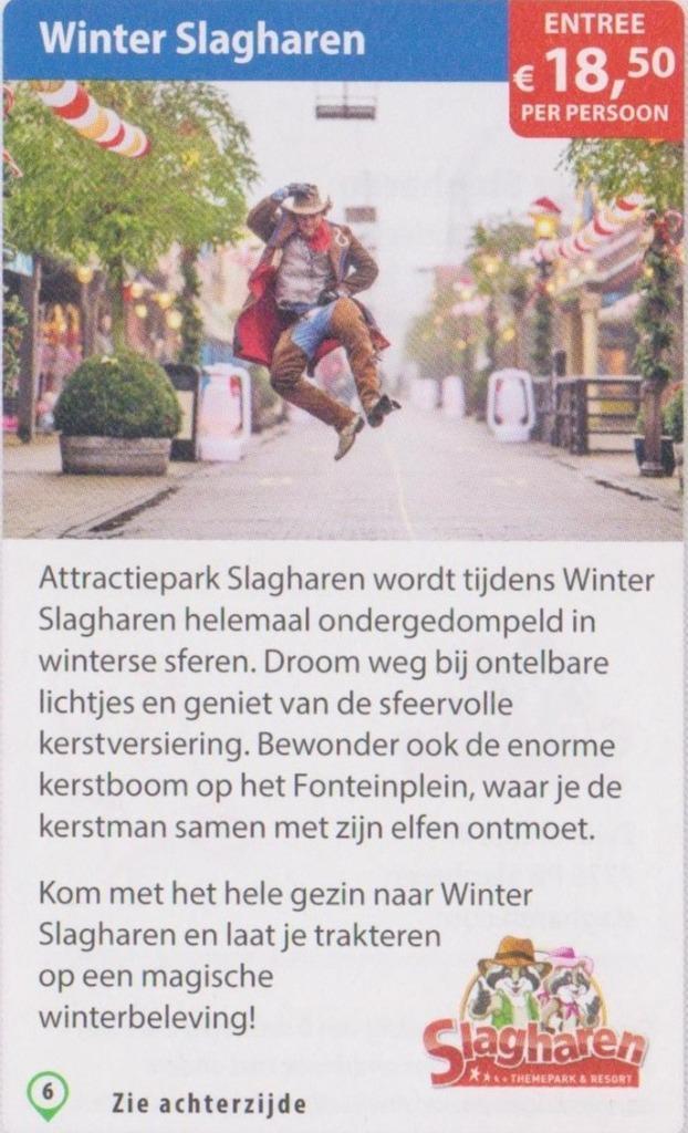 Winter Slagharen Entree € 18,50 pp. Postcodeloterij bon., Tickets en Kaartjes, Recreatie | Pretparken en Attractieparken, Drie personen of meer