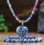 Blauwe halsketting met armband., Sieraden, Tassen en Uiterlijk, Kettingen, Ophalen of Verzenden, Nieuw, Blauw, Overige materialen