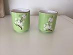 Vintage Kopjes Groen Bloesem Oosters Japans, Antiek en Kunst, Ophalen