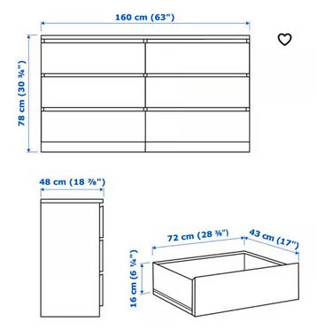 Malm kast Ikea 6 lades - afbeelding 3