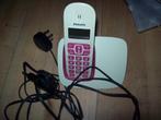 Huistelefoon  roze /wit Philips, Ophalen of Verzenden, Gebruikt, 1 handset