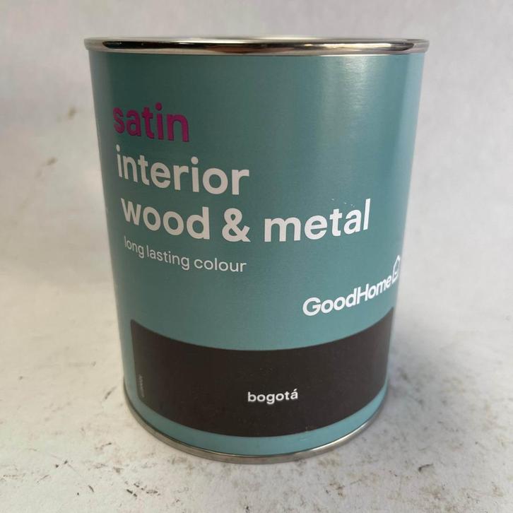 GoodHome Binnenlak Verf Bogota Antraciet Zijdeglans 750ml, Doe-het-zelf en Verbouw, Verf, Beits en Lak, Nieuw, Verf, Minder dan 5 liter
