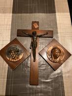 Christus kruis en wandtegeltjes Maria en Christus, Ophalen of Verzenden, Gebruikt, Christendom | Katholiek