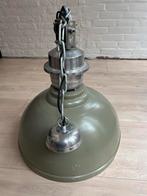 Industriële Groene Hanglamp, Huis en Inrichting, Lampen | Hanglampen, Ophalen, Gebruikt, Metaal, Minder dan 50 cm