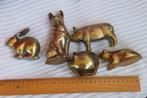 Lot koperen vintage figuren, varkens, haas, hond, kikker, Ophalen of Verzenden