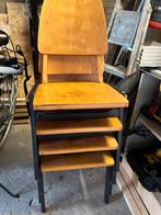 4 Houten Kerkbank Stoelen - Gebruikt, Huis en Inrichting, Ophalen, Gebruikt, Hout, Vier