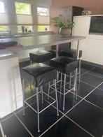 Montis Barkrukken 4 stuks zwart leer, Ophalen, Gebruikt, 60 tot 90 cm, Leer