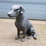 Groot gietijzeren standbeeld tuinbeeld hond jachthond, Verzenden, Zo goed als nieuw, Metaal, Dierenbeeld