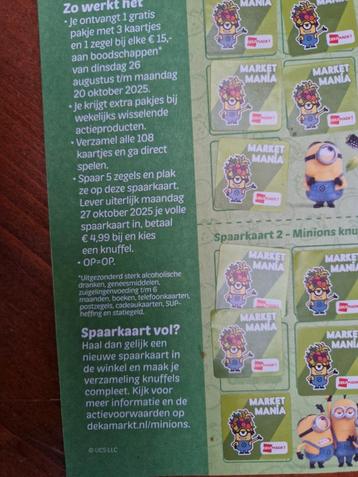 Dekamarkt Minion Knuffel Spaarkaart beschikbaar voor biedingen