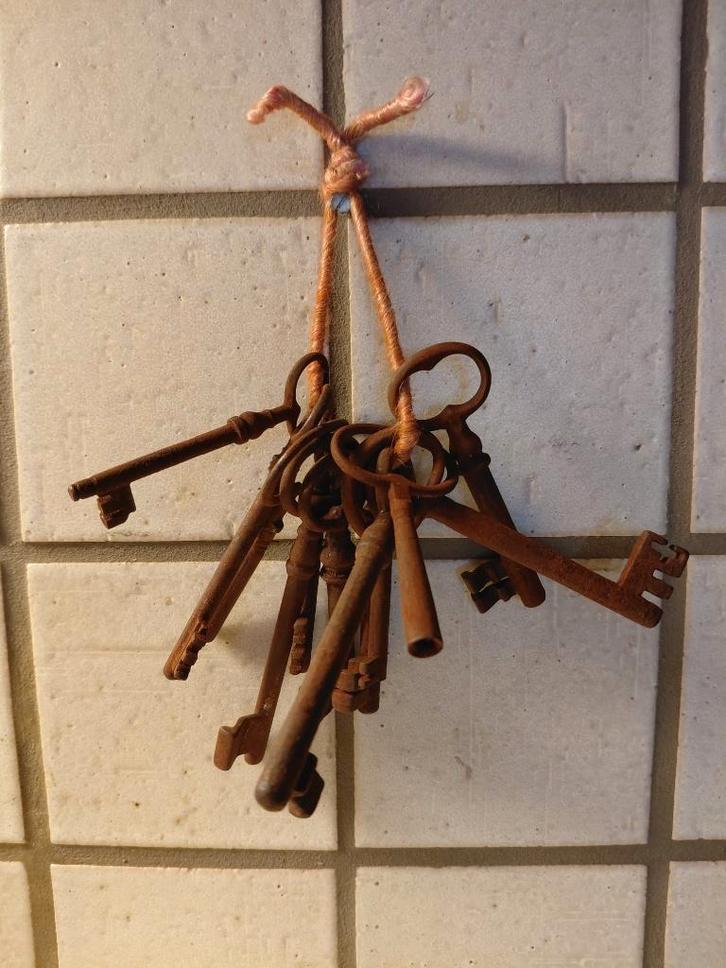 Bos verroeste oude ijzeren sleutels - 12 stuks, Antiek en Kunst, Curiosa en Brocante, Ophalen of Verzenden