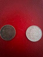 1 dubbeltje uit 1927 1 uit 1944, Ophalen, Koningin Wilhelmina, 10 cent