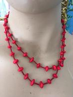 Vintage antieke rode glaskralen ketting collier parel slotje, Ophalen of Verzenden, Overige materialen, Ketting