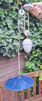 Origineel frans emaille hanglamp, pendellamp met katrol, Antiek en Kunst, Antiek | Lampen, Ophalen of Verzenden