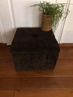 Vintage bruine rib poef met opbergruimte, Ophalen, Zo goed als nieuw, Rond, Minder dan 50 cm