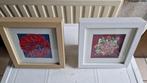 2 papieren kunst schilderijtjes, Minder dan 50 cm, Overige typen, Ophalen of Verzenden, Zo goed als nieuw