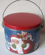 rond blik met hengsel - kerstman met zak cadeautjes, Verzamelen, Blikken, Ophalen of Verzenden, Zo goed als nieuw, Overige