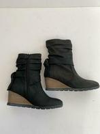 F1226 Wolky: mt. 37 sleehak lage laarzen schoenen zwart, Ophalen of Verzenden, Zo goed als nieuw, Zwart, Wolky